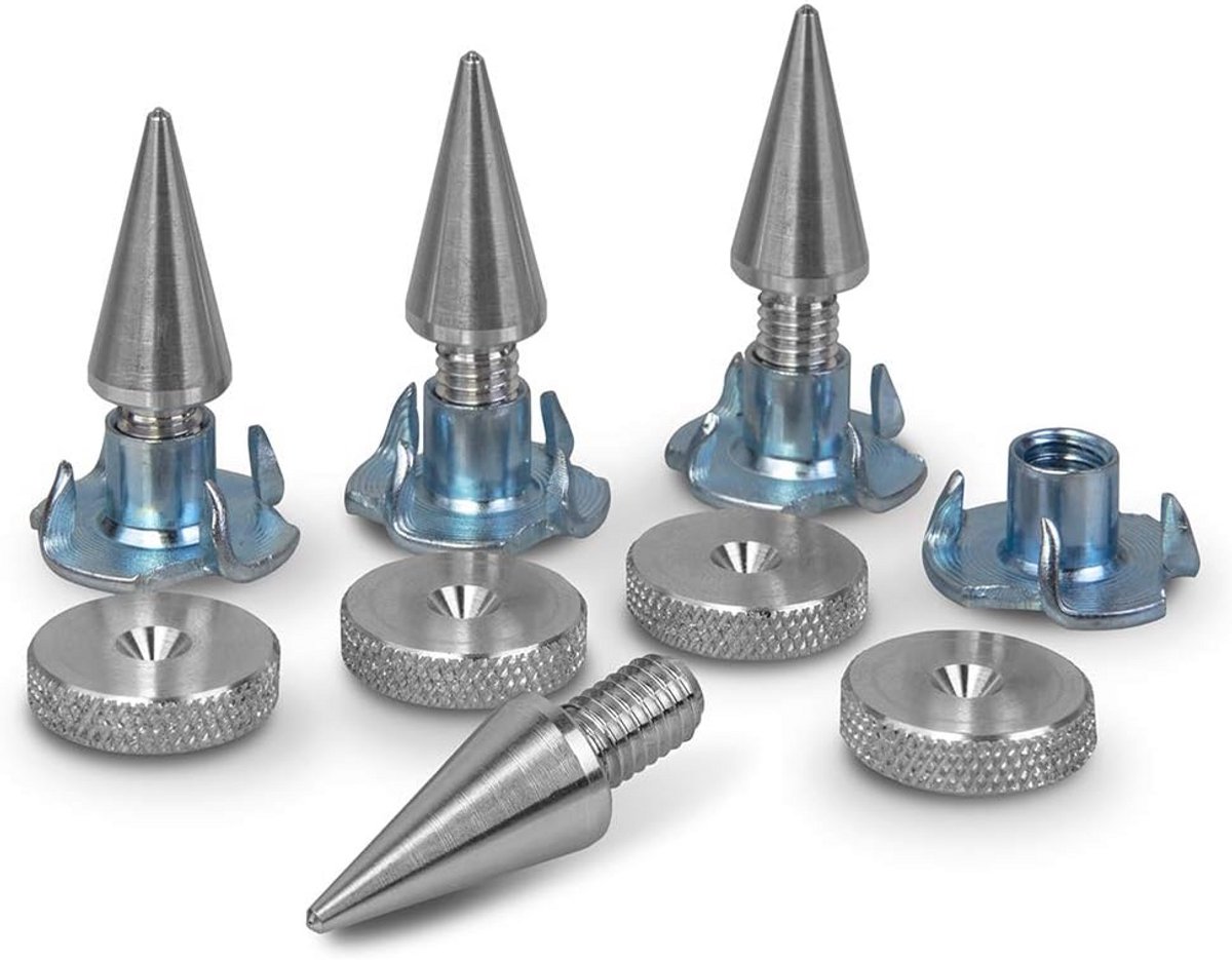 Aluminium Luidspreker Spikes met Pads en Klauwmoeren - Set van 4
