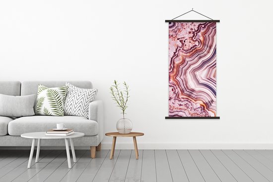 Porte-affiche avec affiche - Affiche scolaire - Natuursteen - Rose - Luxe - 90x180 cm - Lattes noires