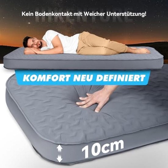 Zelfopblazend slaapmat met ingebouwde elektrische pomp - 10 cm dik, R-waarde 9.5 - Ideaal voor camping, tent, wandelen en auto van Forceatt — afbeelding 2
