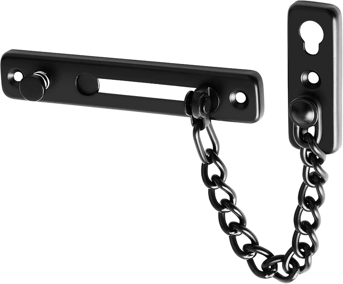 Veiligheidsdeurketting met Anti-diefstal Vergrendelmechanisme - Roestvrij Staal, Zwart