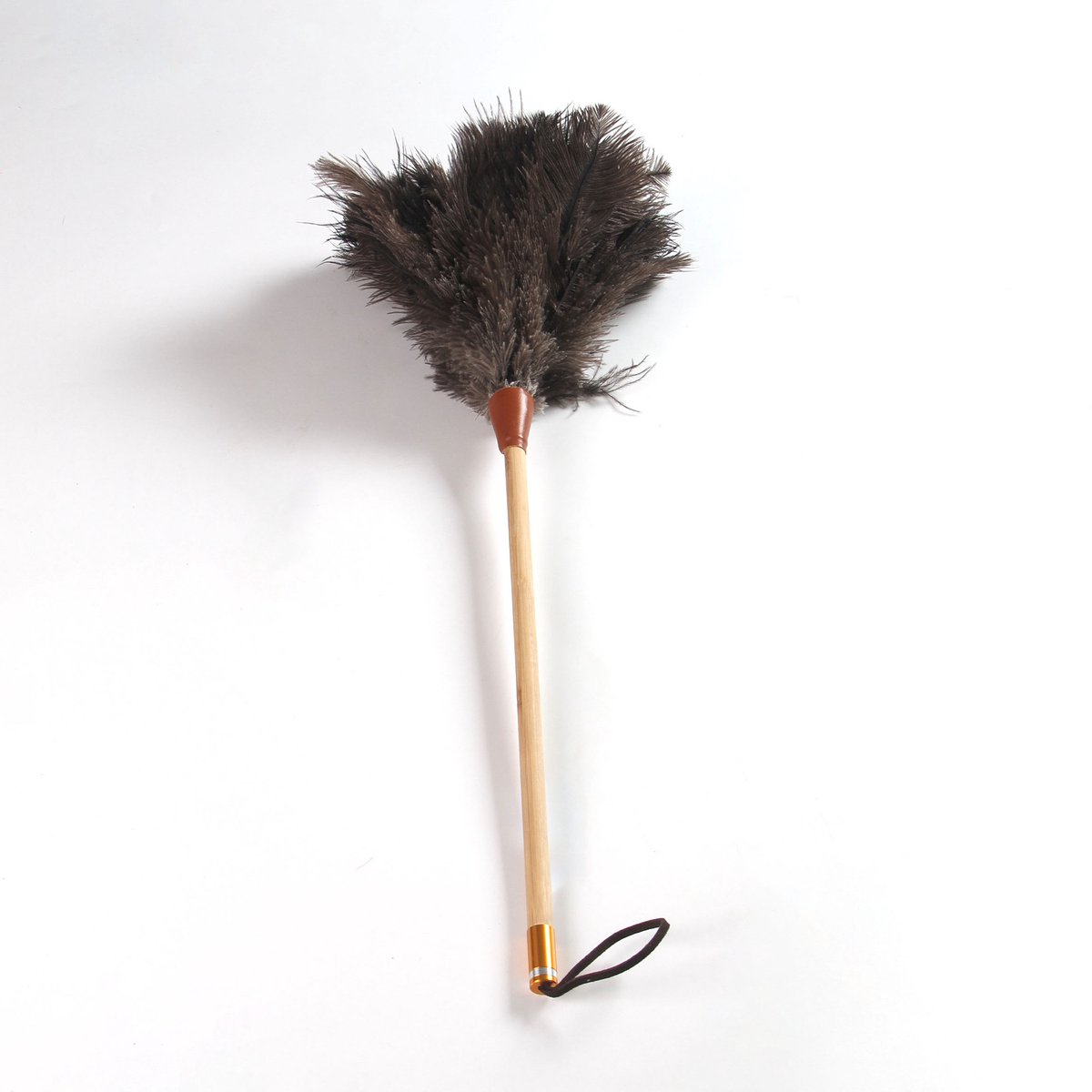 57 cm lange plumeau met houten handvat, wasbaar en antistatisch.