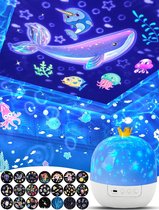 Projector Nachtlamp voor Kinderen - 21 Filmsets Sterrenhemel Projectie - 360° Draaiend voor Plafond - Voor Slaapkamer en Babykamer - 1-14 Jaar