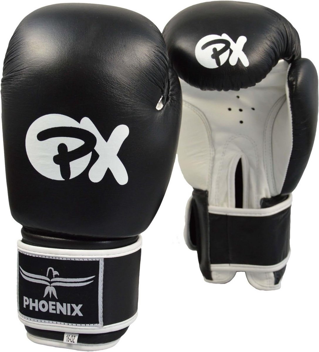Professionele Bokshandschoenen Leer Zwart Wit 8 oz - Voor Boksen en Kickboksen