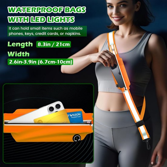 DKSooozs LED reflecterende sjerp 's nachts te wandelen,Oplaadbare LED Light Up Running Belt voor hardlopers wandelaars, groen