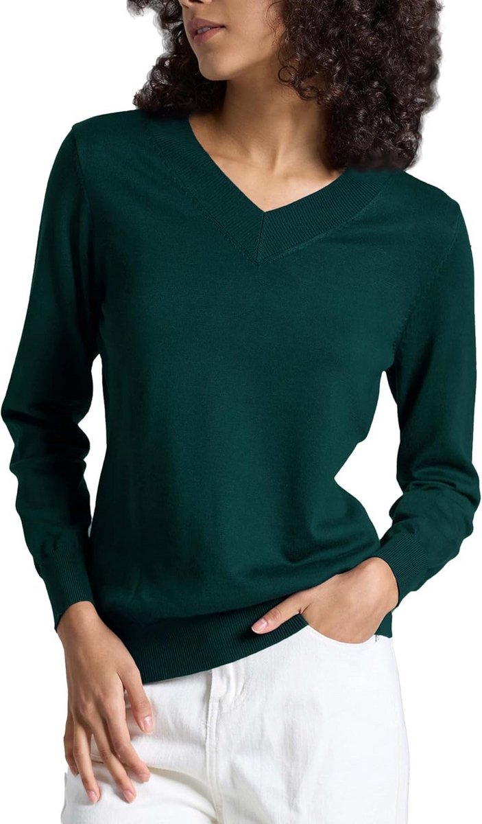 Lange Mouwen Trui Dames Lichtgewicht Zacht V-Hals Casual Pullover