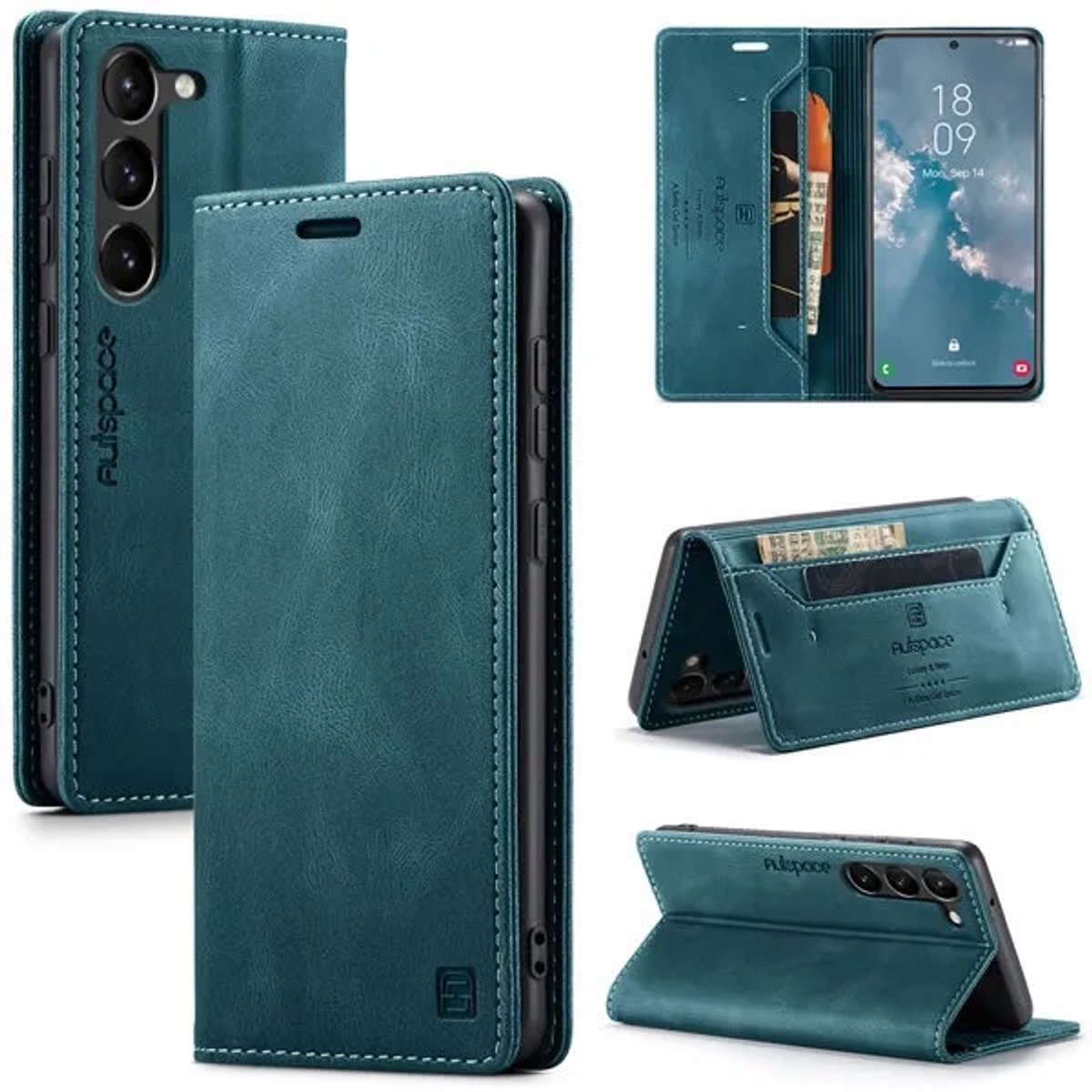 Luxe Flip Case met RFID Bescherming Kaarthouder en Magneetsluiting voor Samsung Galaxy S25 / S24 _ Blauw