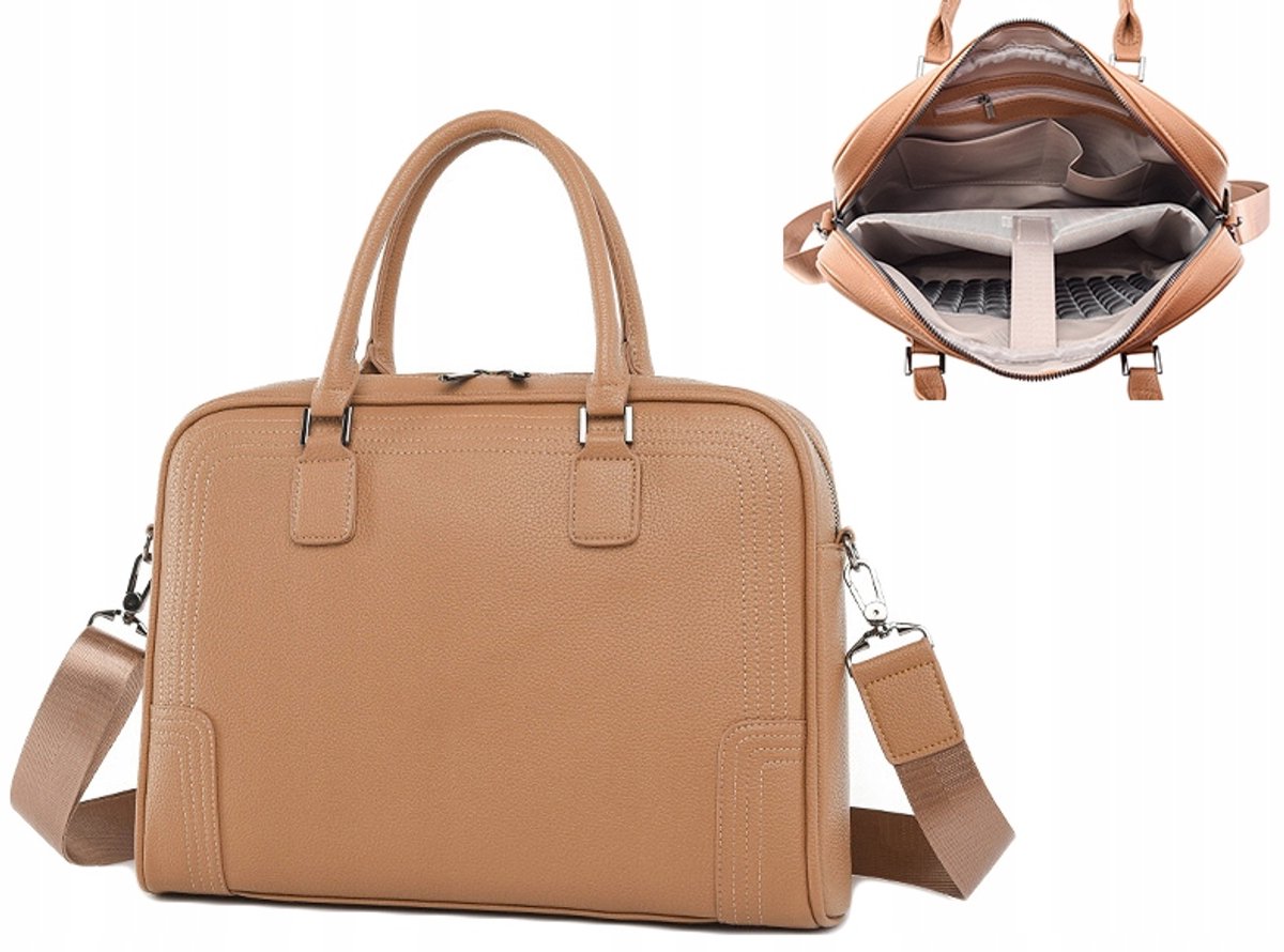 Dames Laptoptassen 15,6" Beige Zwart - Stijlvol & Praktisch