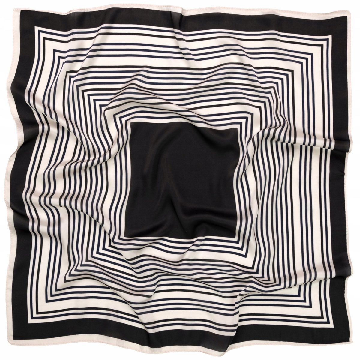 Dames Sjaal Satin Stripes - Zwart met Witte Strepen
