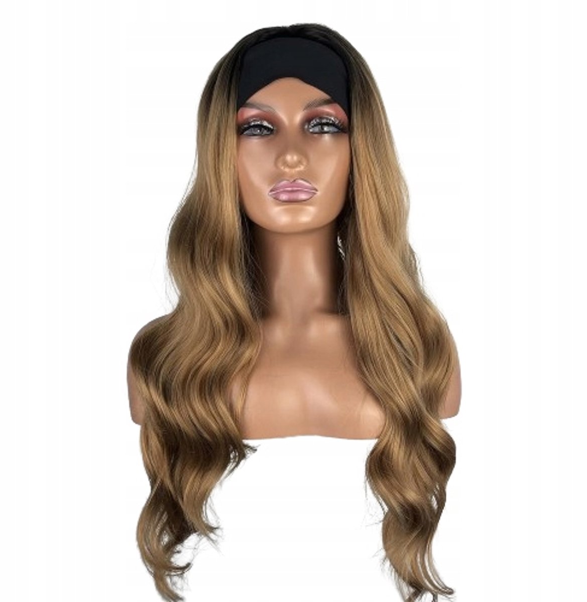 Blond Lange Golvende Pruik met Band