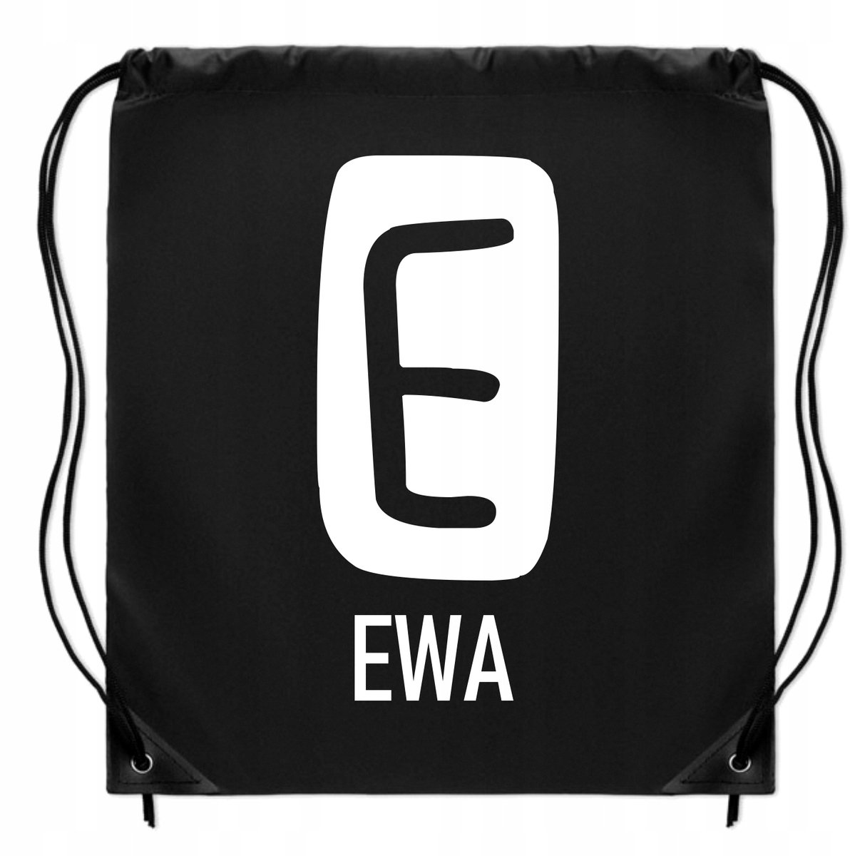 Zwarte gymtas met naam - Schooltas, sporttas, boodschappentas