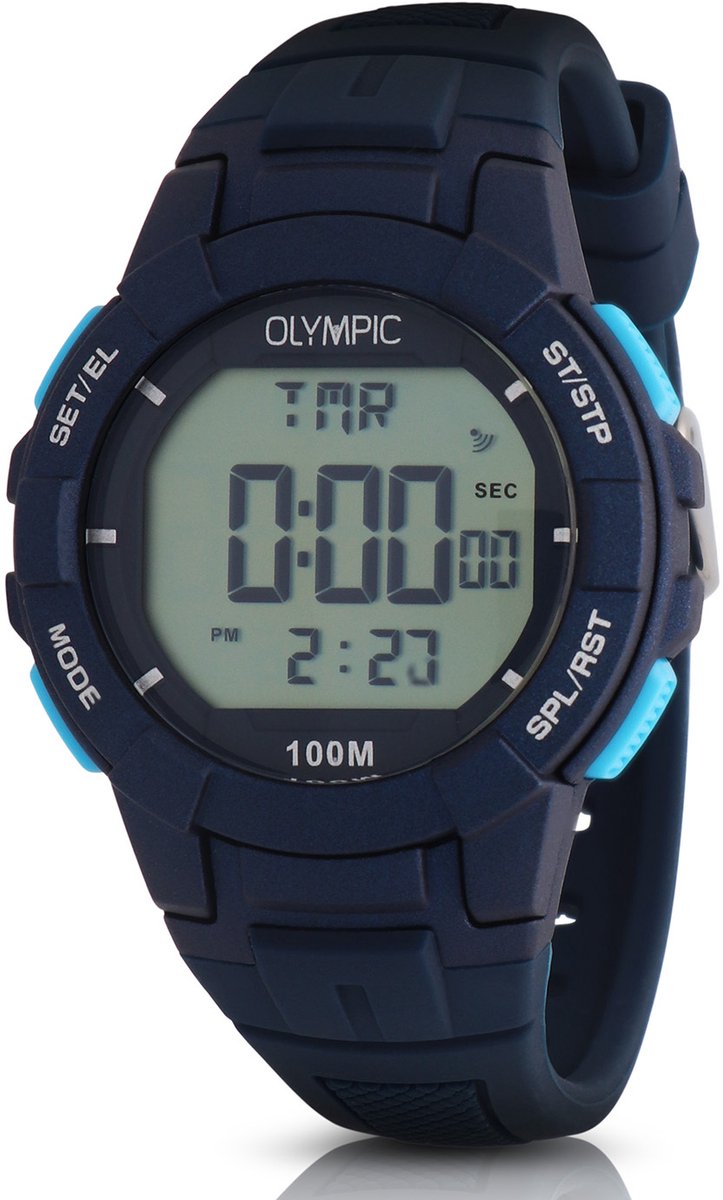 Olympic OL45HKR016 Digital Horloge - Voor Kinderen - Mineraalglas - Kunststof - Blauw - 36 mm breed - Quartz - Gesp - 10 ATM (zwemmen)