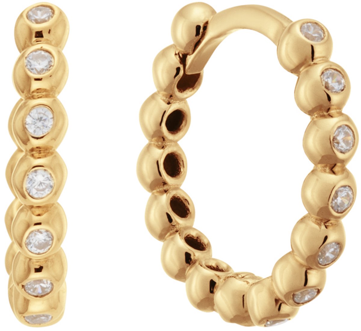 Glow 207.0156.00 Dames Oorbellen - Oorringen - Sieraad - 14 Karaat Goud - 2 mm breed - 12 mm lang