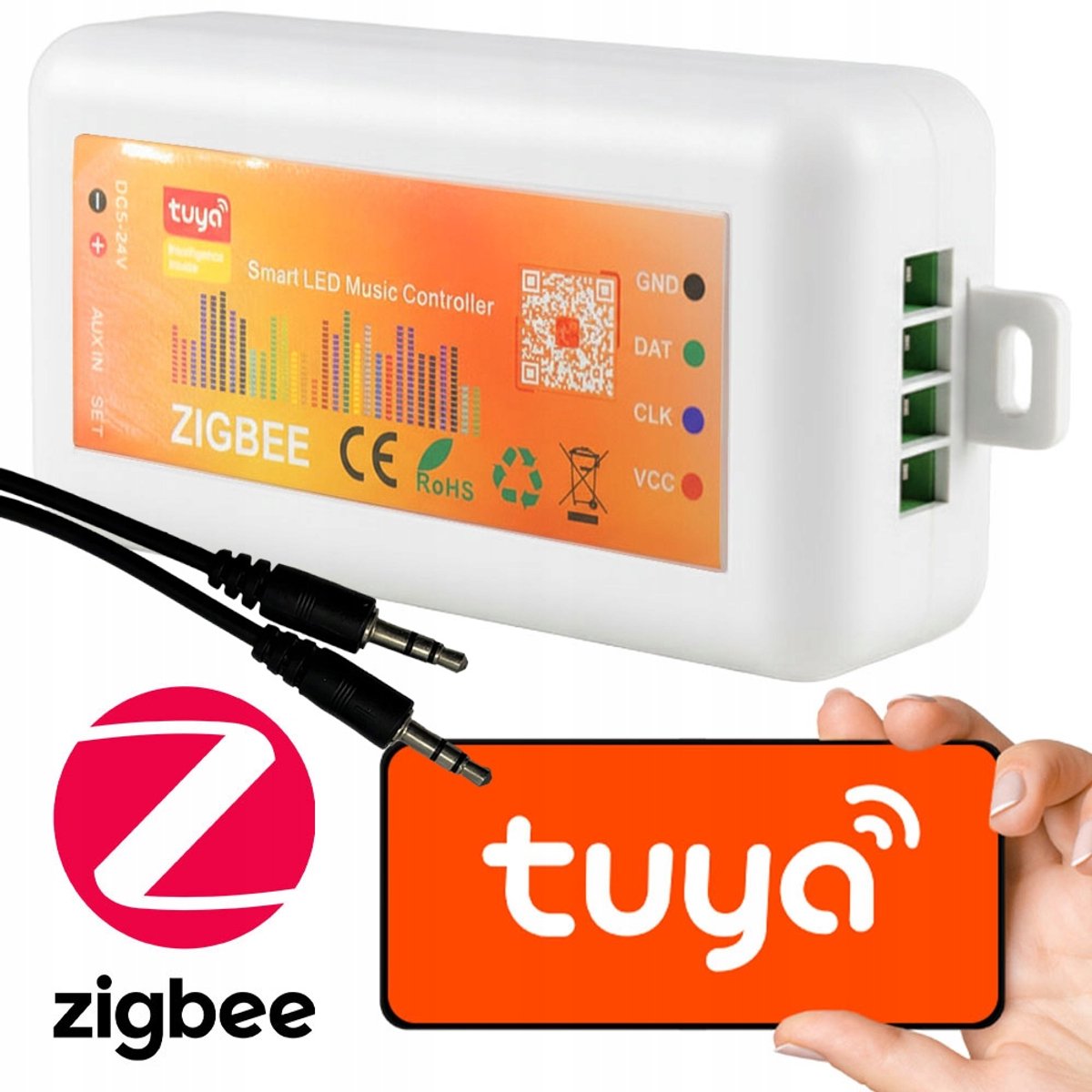 Zigbee RGBIC LED Controller met Microfoon 5-24V Tuya