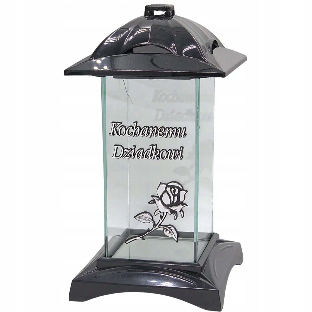 Kaars met opdracht 'To Dear Grandpa', zwart-zilver, 31 cm