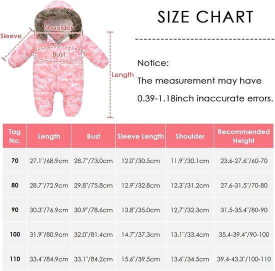 Warme Winter Baby Snowsuit Dikke Voering met Rits voor Jongens en Meisjes 60-110 cm — afbeelding 2