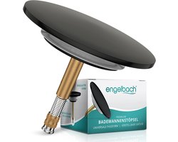 Engelbach® badstop met universele pasvorm – Badstop roestvrij met dubbele afdichting – Badstop voor elke gangbare badkuip in matzwart