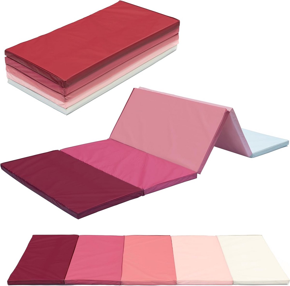 KaMel GmbH Inklapbare turnmat, ca. 185 x 76 x 3,2 cm. Draagbare en opvouwbare zachte vloermat, ook ideaal als gymnastiekmat, fitnessmat, yogamat, speelmat.