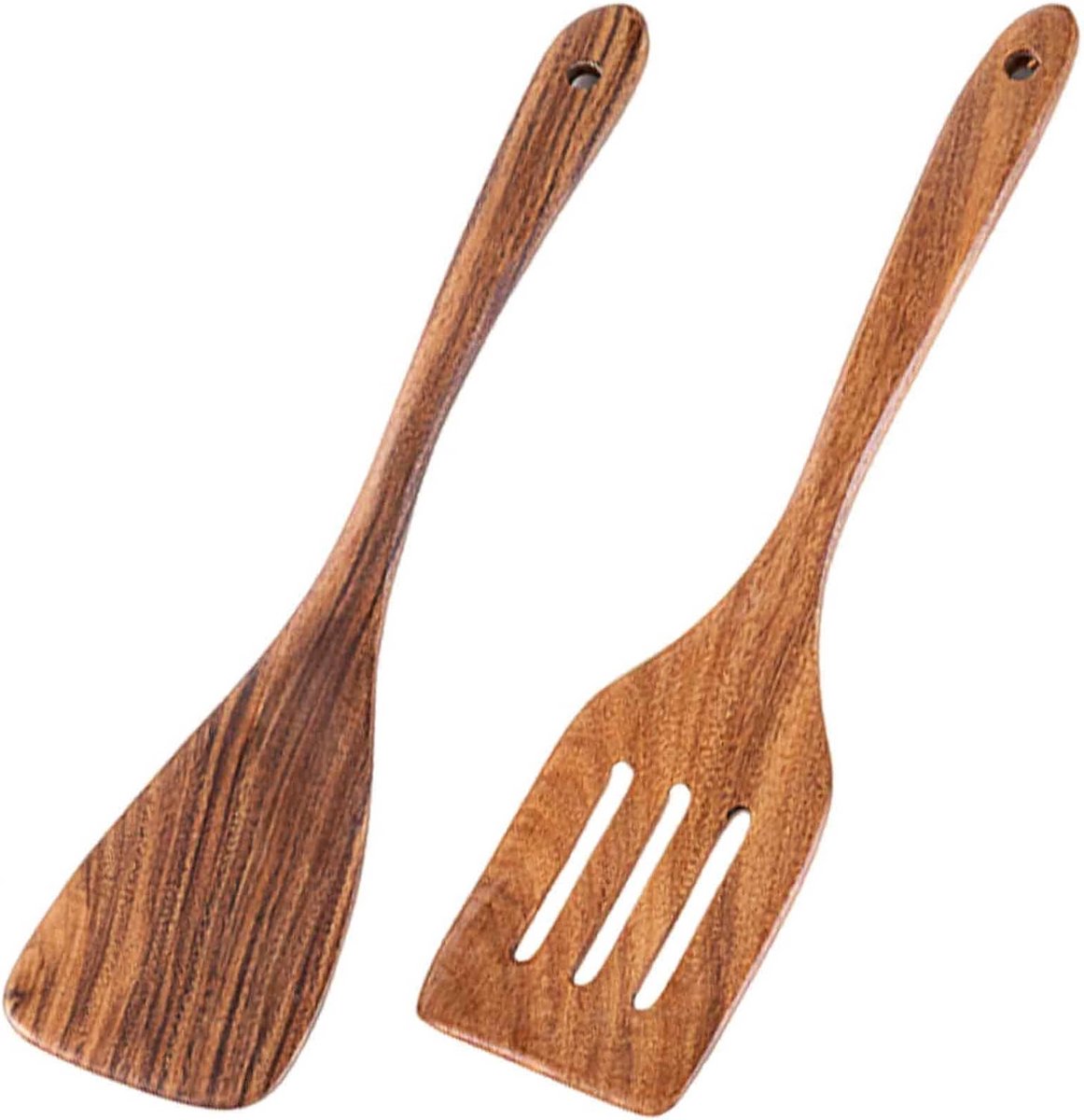 Set van 2 Houten Spatels voor Koekenpan en Wok - Keukengerei Non-Toxic