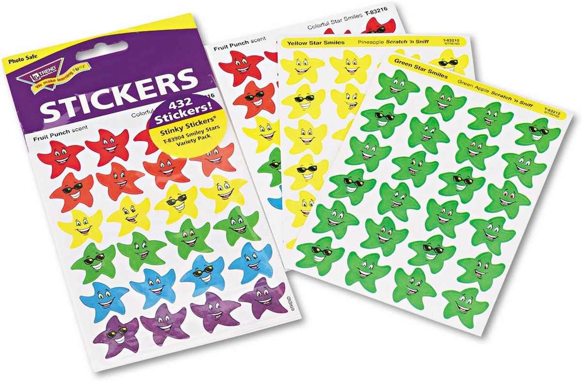 Geurende Smiley Stickers Set - Kleurrijk & Smiley Geurtjes - 432 Stuks