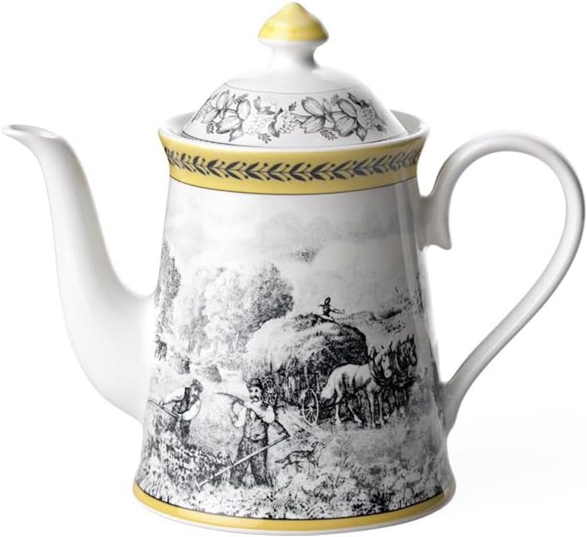 Luxe Porseleinen Servies Antraciet Geel - Landelijk Decor