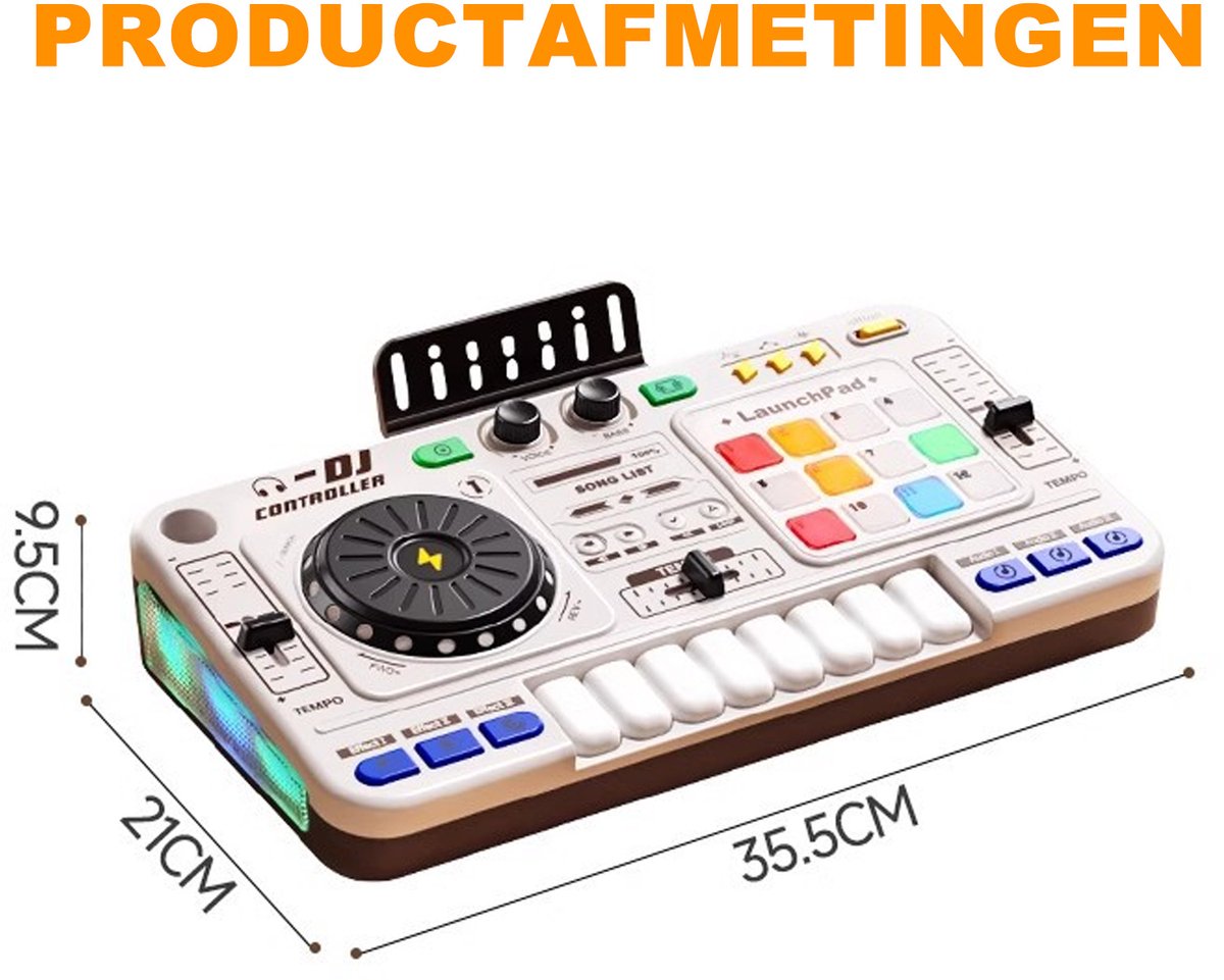 DJ-mixer voor kinderen van 3-10 jaar DJ-controller DJ-mixer Muziekinstrument met microfoon Meer daDJ Set Kinderen met Leerboekje - Oplaadbaar - Bluetooth - Microfoon - Speelgoed Muziekspeler - DJ Mixer Kids - Wit — afbeelding 5