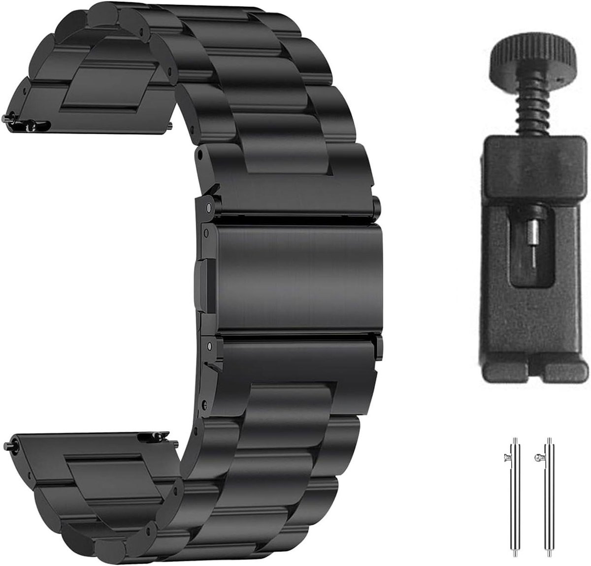 Allecta- Horlogeband - Metalen - Snelwissel - Staal - Vervanging - Veer - Verwijderingsgereedschap - Heren Dames - Zwart - Milanaise - 22 mm - Geschikt voor - Horloge