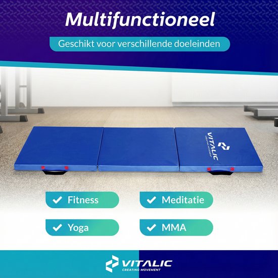Tectake XXL Opvouwbare Gymnastiekmat 240x120x5cm - Extra Dik Antislip Yogamat Zwart