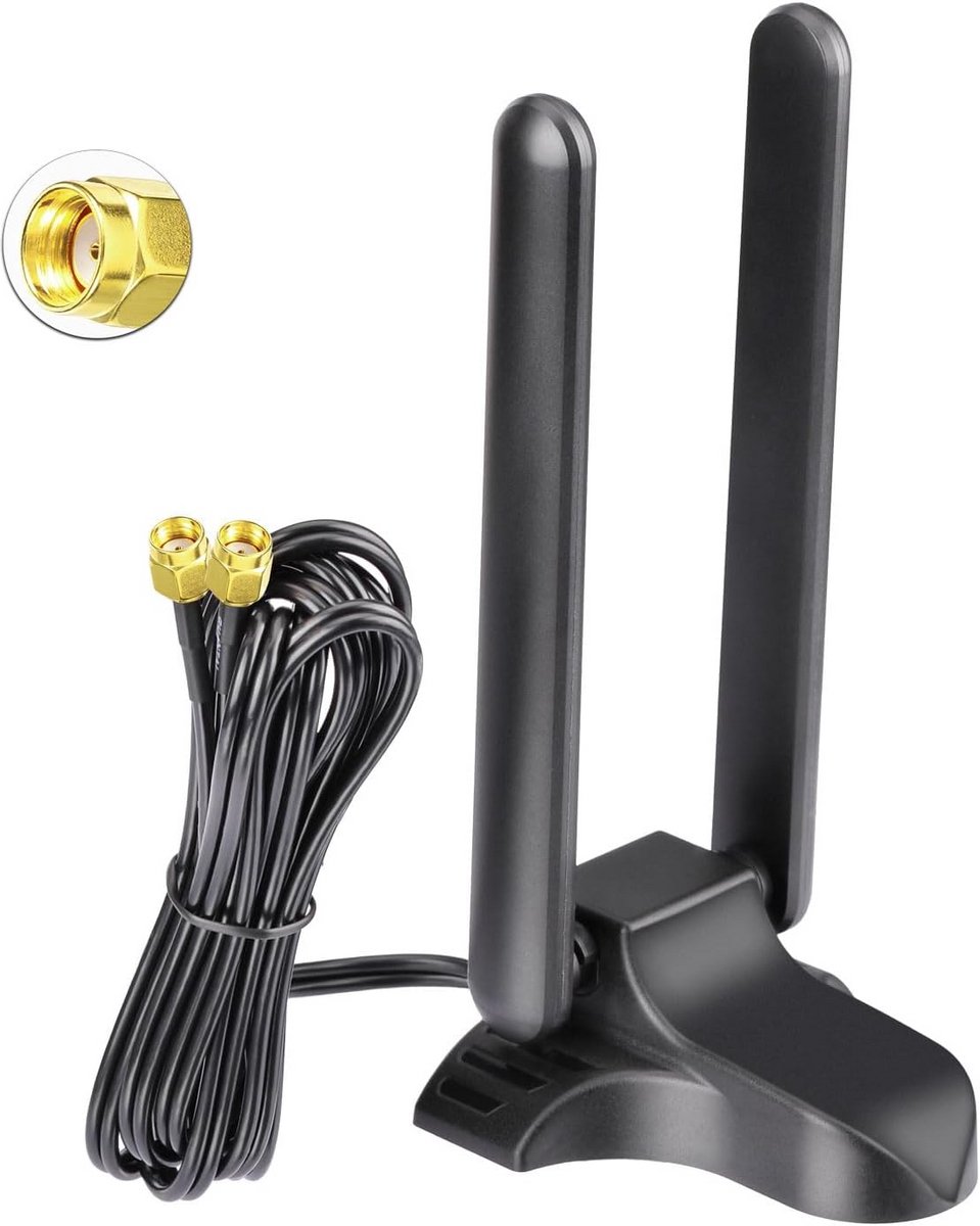 Tri-Band WiFi 6E Antenne met Magnetische Basis en 2M Verlengkabel voor Router
