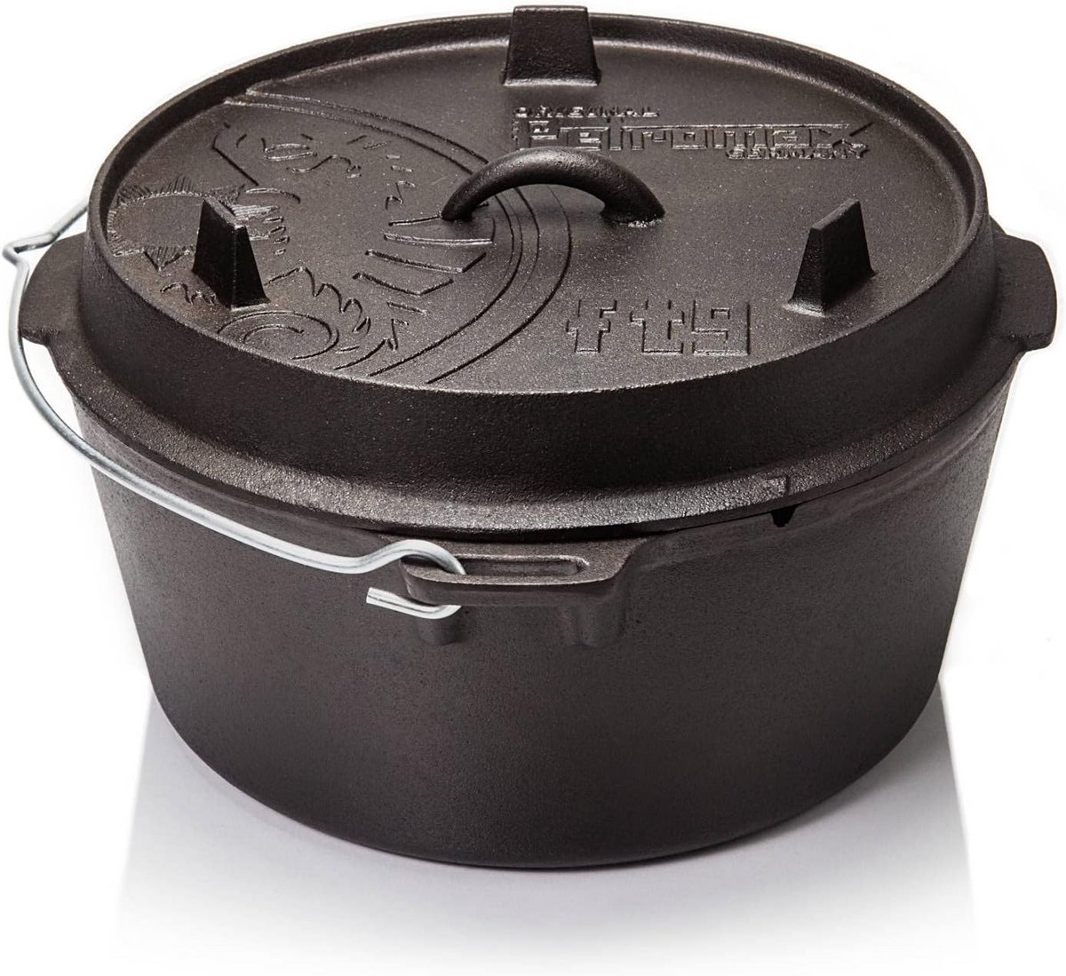 Dutch Oven 7,5 liter voor alle warmtebronnen - Gietijzeren kookpan met vlakke bodem