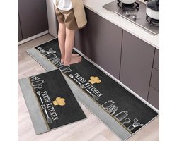 Hoimlm Set van 2 keukenmatten, antislip, water- en olieabsorberend, stofdicht, vloermat voor binnen (kokshoed, 43 x 75 + 43 x 150 cm)