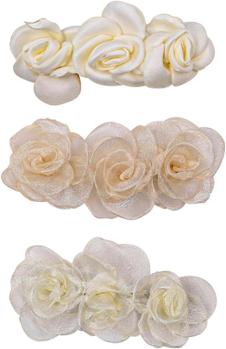 Set van 3 Witte Bloem Haarspeldjes voor Bruiloft en Feest