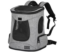 Petsfit Kattenrugzak draagbare kattendrager rugzak voor katten en kleine honden, ventilatiegaas ontwerp kattendrager met zacht fleece, grijs, 32 x 43 cm