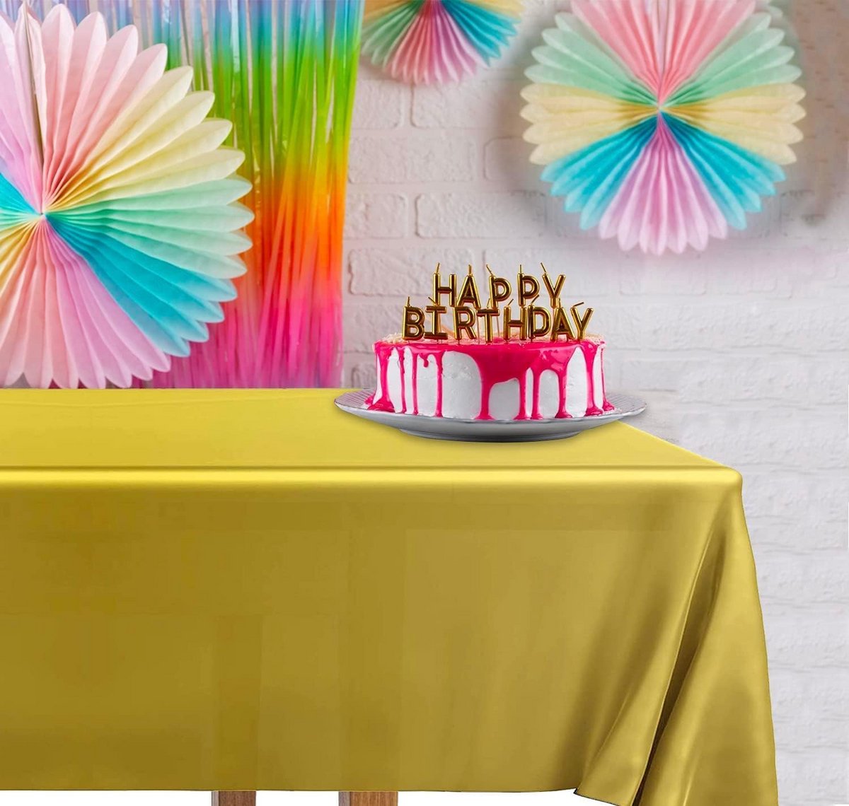 Set van 6 Rechthoekige Tafelkleden voor Feestjes en Picknicks - Goudkleurig