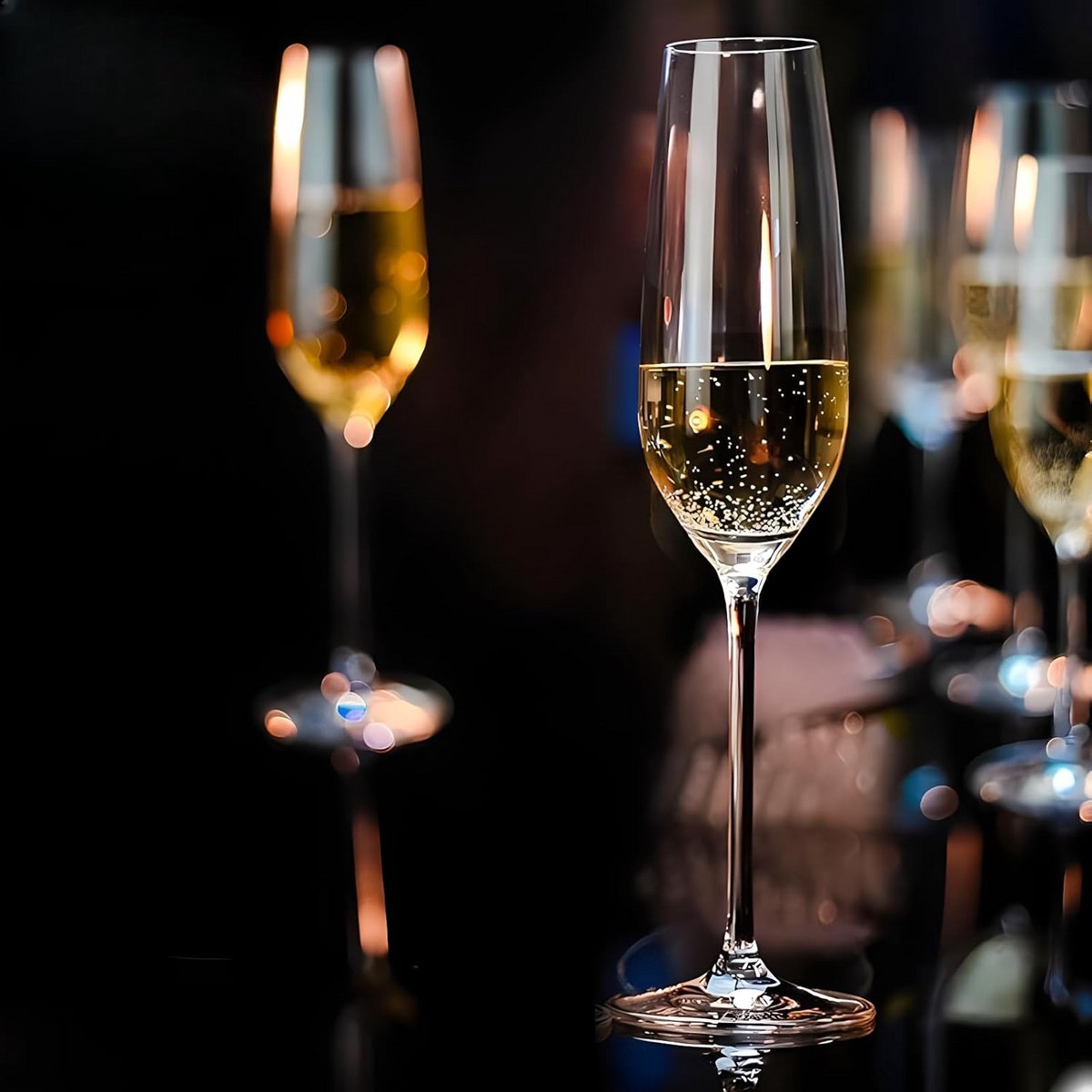 Set van 6 Champagneglazen Kristal - Handgeblazen Elegante Fluiten