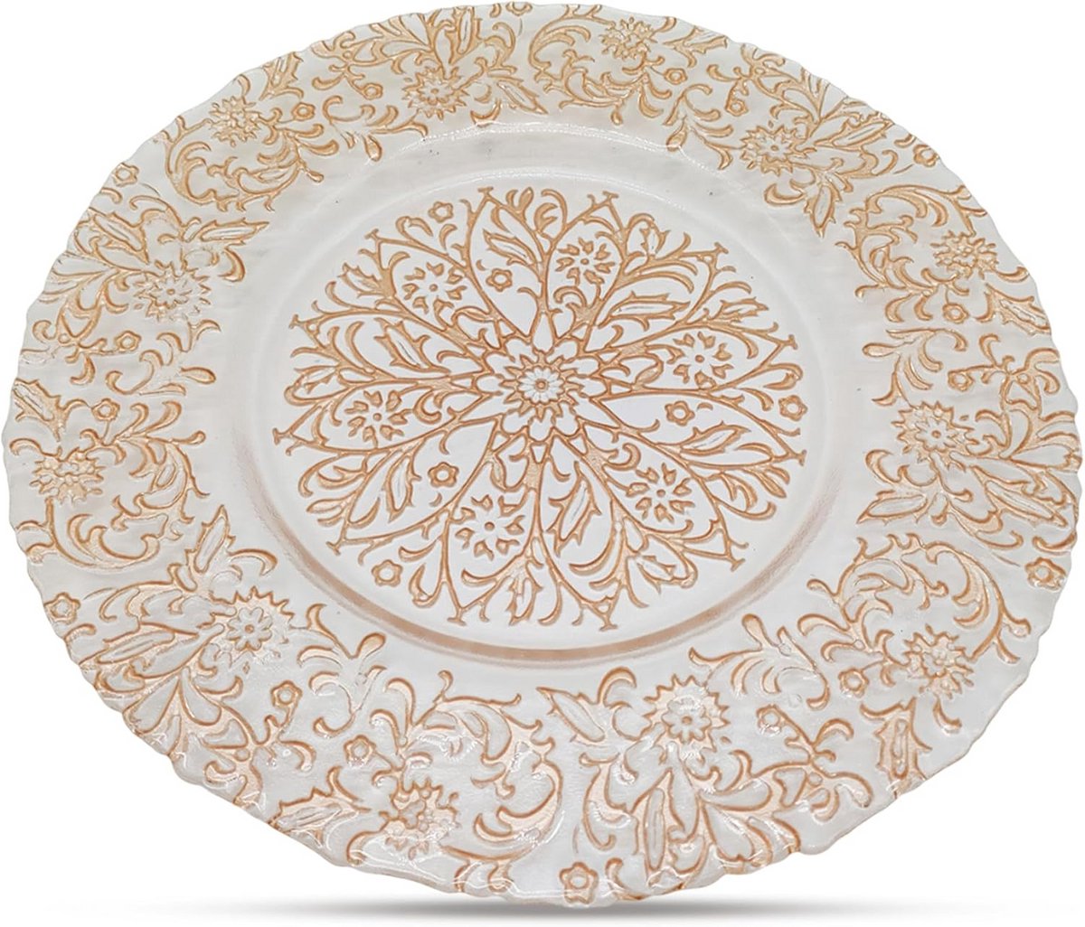 Gouden Opladerborden Rond 33 cm - Elegante Glazen Onderborden voor Bruiloft en Diner