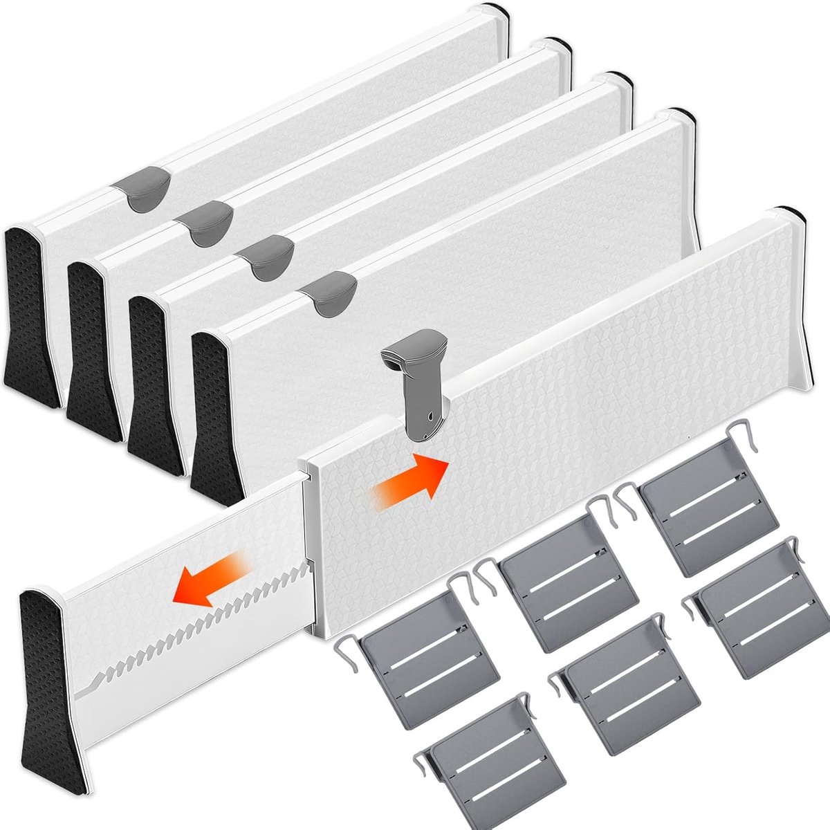 Famanu – Verstelbare ladeverdelers - set van 4 ladeverdelers met verdelers (37,5-54 cm - 10 cm hoog) - veerbelast - kledingkastlade-organisatiesysteem voor slaapkamer - ladekast - keuken - kantoor