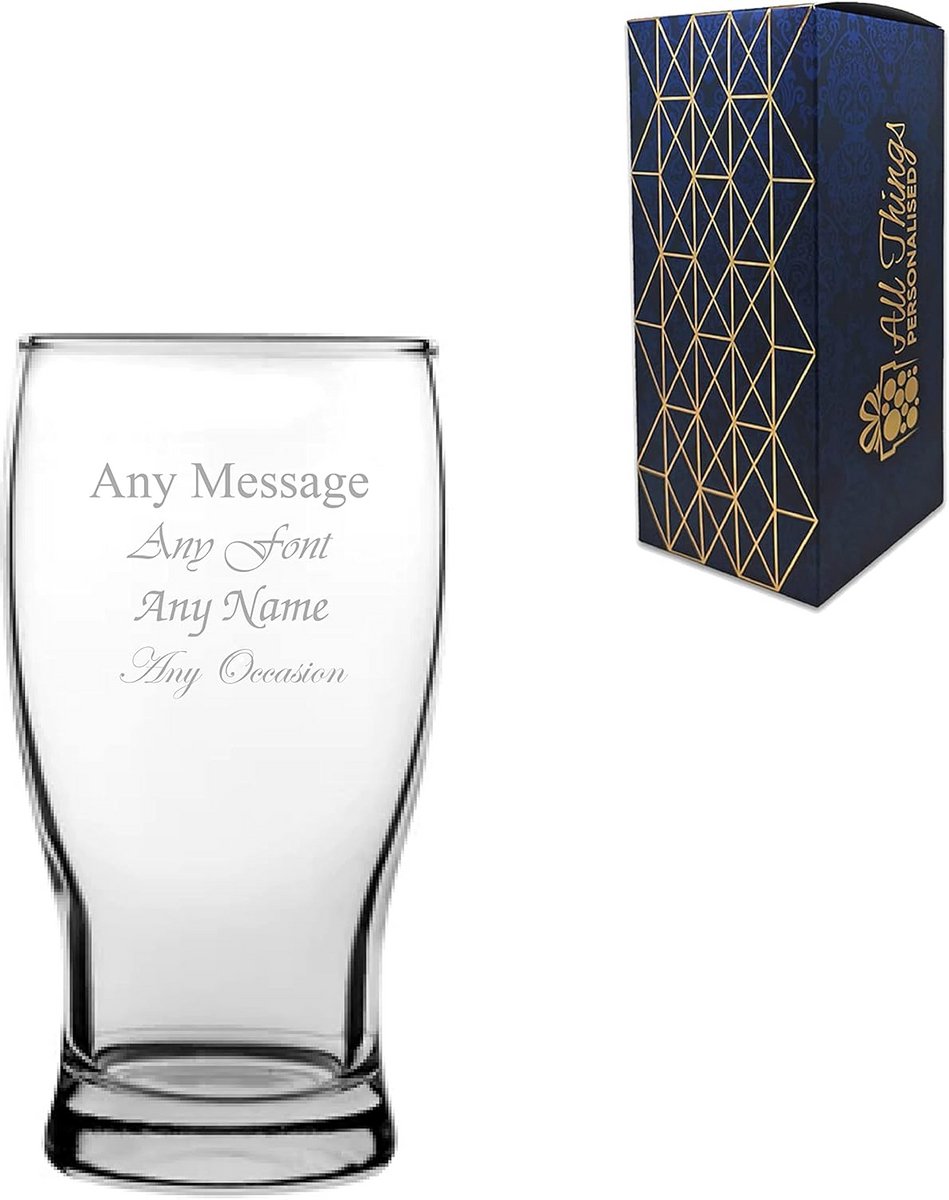 Gegraveerd Tulip Pint Bierglas 580ml - Gepersonaliseerd Geschenk voor Heren en Dames