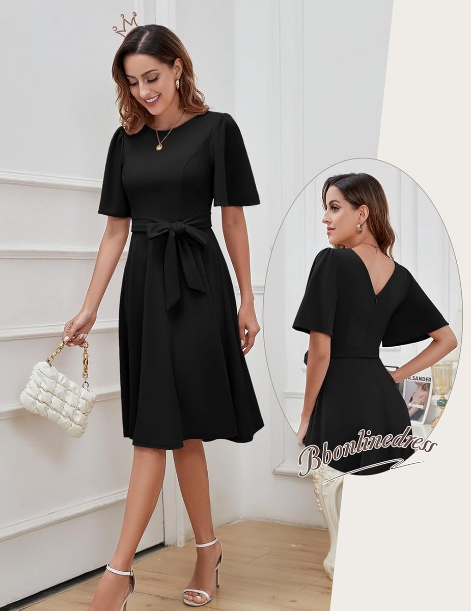 Elegante dames midi-jurk voor cocktail, bruiloft en feestelijke gelegenheden