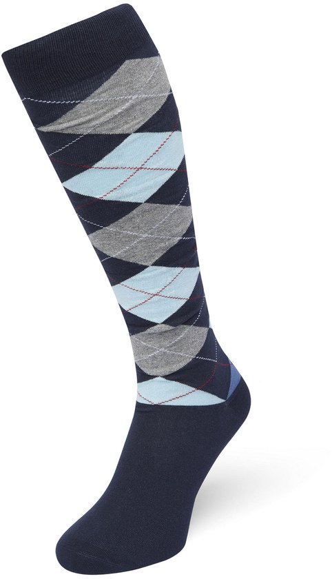 Weri Spezials Argyle Unisex kniekousen van katoen voor kinderen en volwassenen rombe patroon rijsokken, dark rose, 23-26