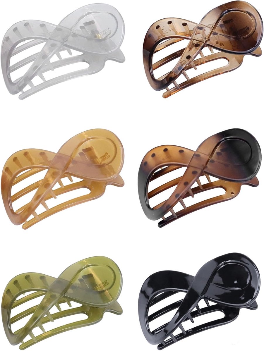 Non-slip Grote Haarclip - 6 Stuks Klem - Franse Haaraccessoires (Shiny)