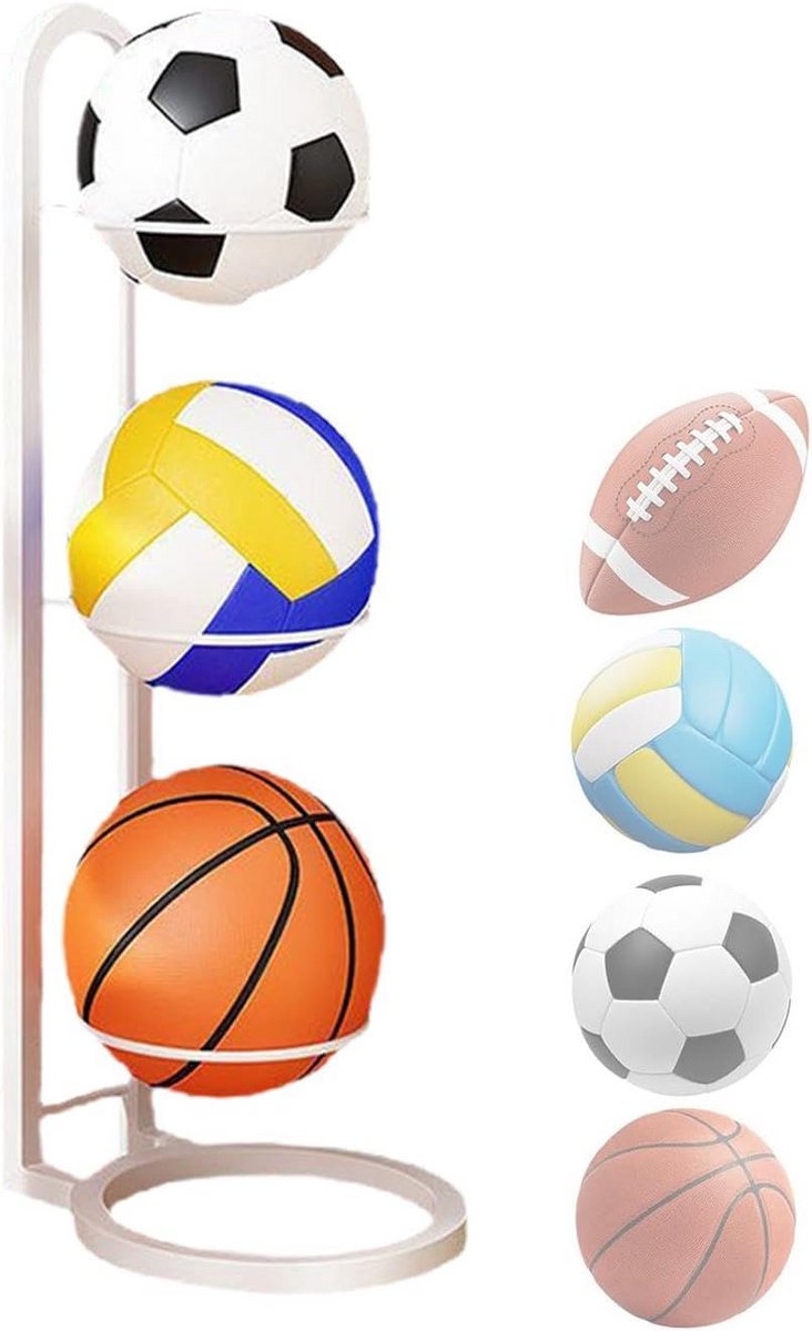 Verticaal Ballenrek - Gietijzeren Balstandaard voor Voetbal, Basketbal en Volleybal - Meerlaagse Opslag
