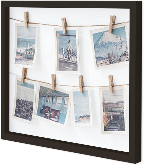 Fotocollage lijst met klemmen voor meerdere foto's ophangen