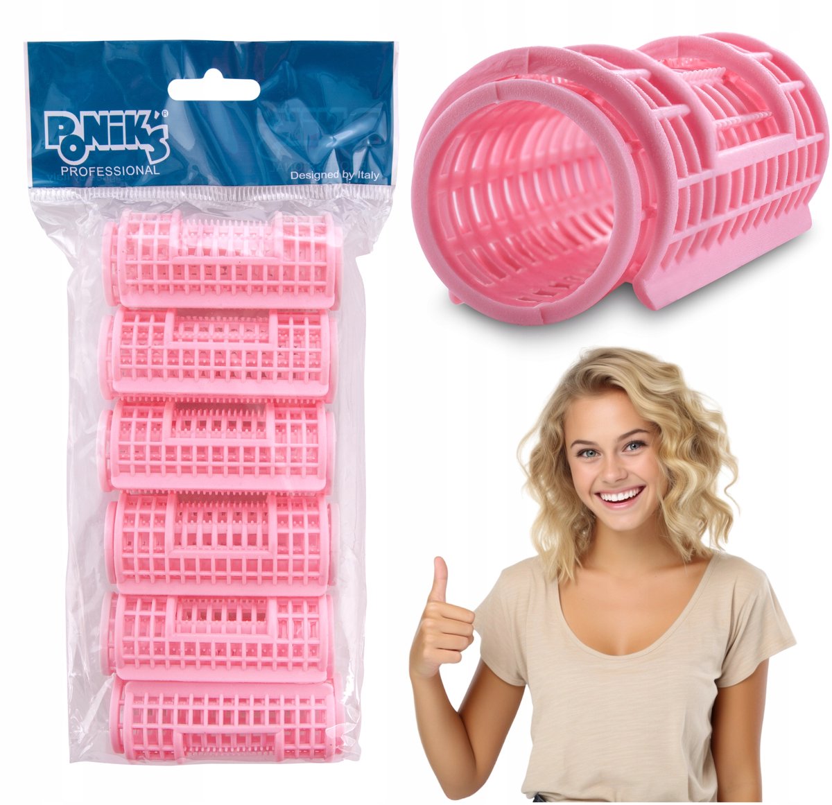 Poniks Dikke Haarrollers Met Klem - Voor Krullen - 28mm 6 stuks