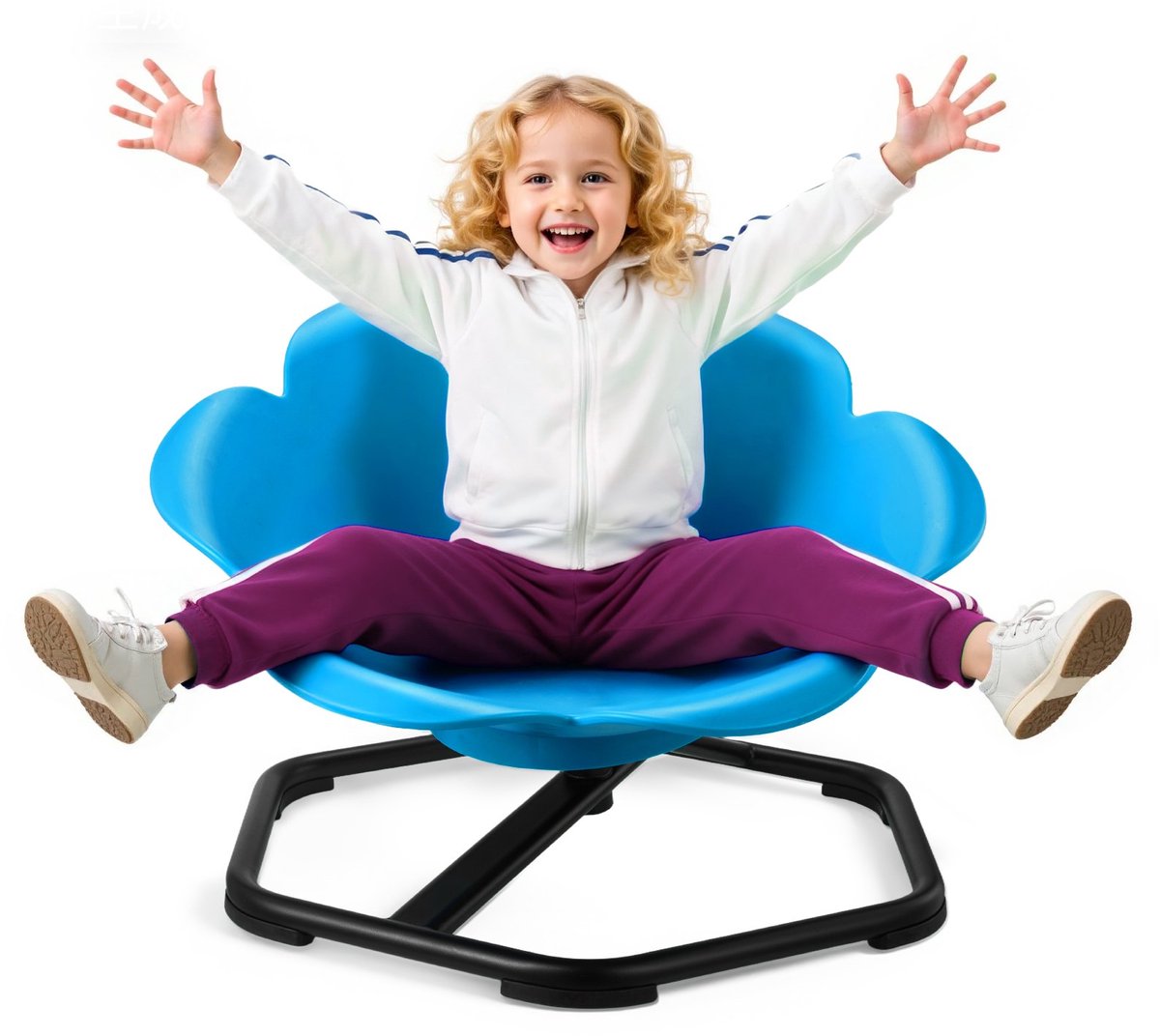 Kinderdraaistoel - Sensorische Draaistoel - Cilindrisch - Draagvermogen 100 kg - Antislip Metalen Voet - Stimuleert Coördinatie, Balans en Concentratie - Blauw