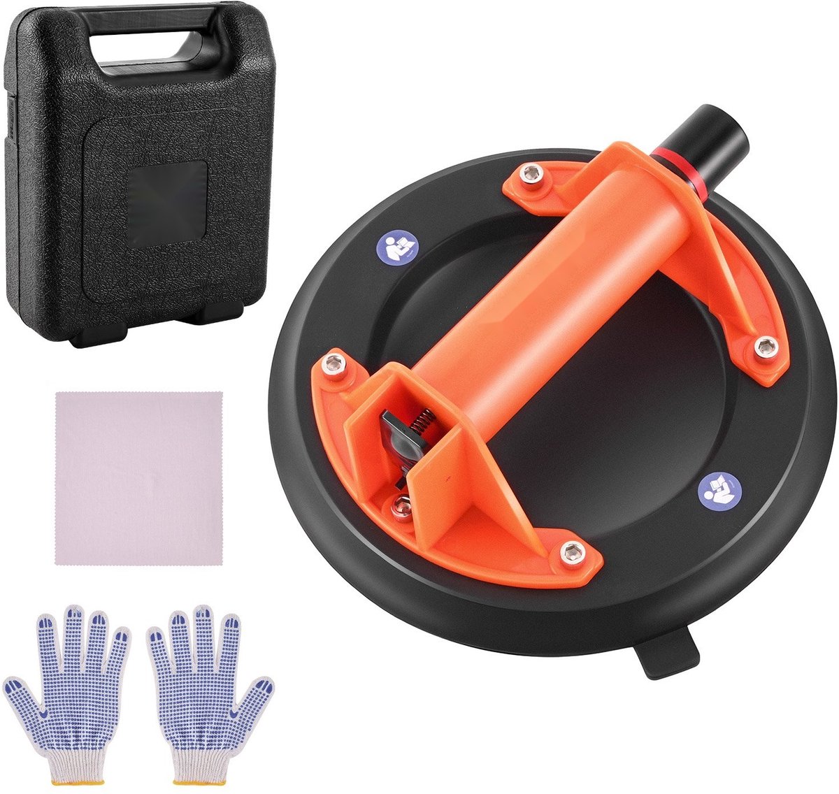 Vacuümzuignap - Glaszuiger/Tegelzuiger - Ø 20,3 cm - Draagkracht 180 kg - ABS Handgreep - Met Draagtas - Voor Tegels, Glas, Graniet, Gipsplaten - 1 Stuk