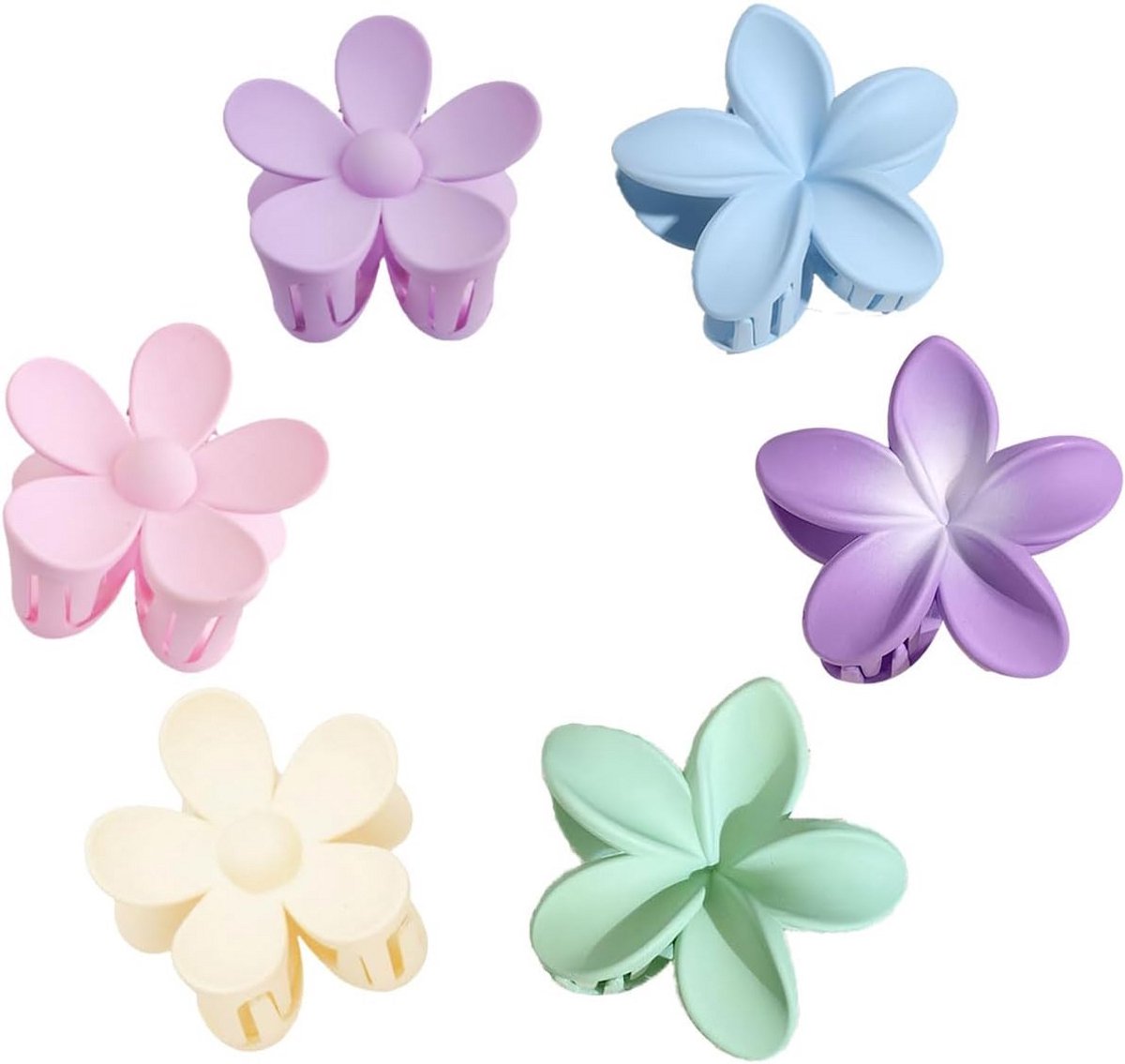 6x Grote Bloemen Haarclips - Kleurrijke Gelei Haarspelden voor Dik Haar
