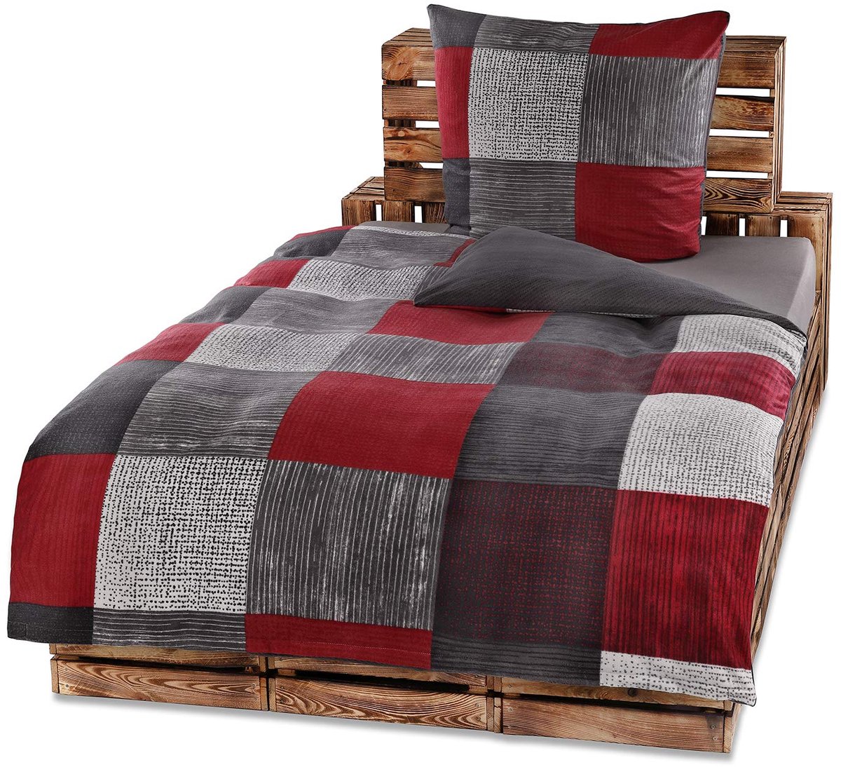 Unyqoos Vierdelige Omkeerbare Beddengoedset van Zacht Microvezel Fleece voor de Winter grijs