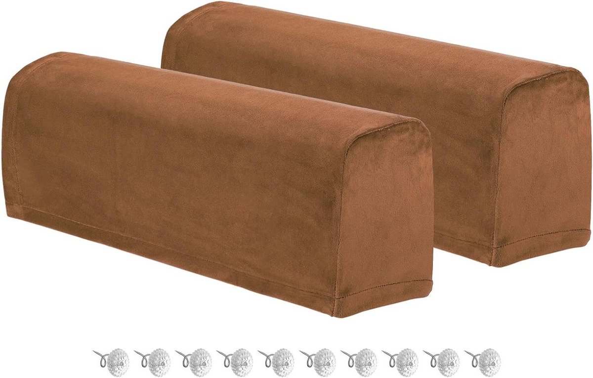 Stretch-Armleuninghoezen - Zacht Polyester - Antislip - Camel - Bank Stoel Arm Beschermers - 2 Stuks - Ligstoel Draaistiften - Geschikt Voor Bank - Camel Kleur.