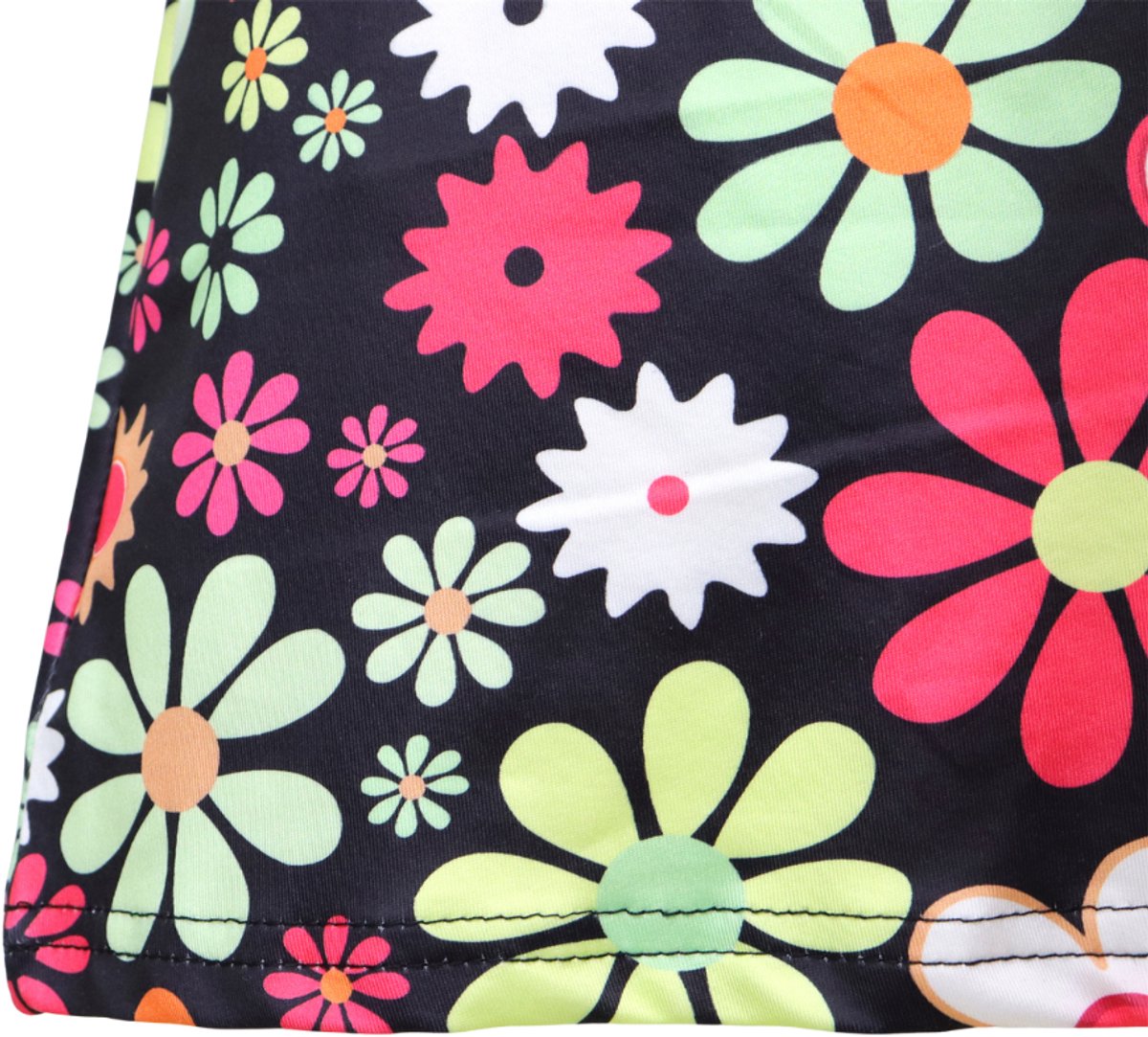 Joya Party® Hippie Verkleedjurk Dames Zwart met Bloemen print | Jaren Flower Power Kostuum | Inclusief Haarband | Verkleedkleding Bloemen Volwassenen | Stretch Stof | Carnaval / Themafeest | — afbeelding 5