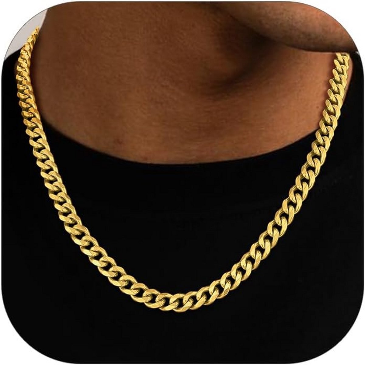 Herenketting Kubaanse Schakel RVS - Goud of Zwart - Verschillende Breedtes Lengtes